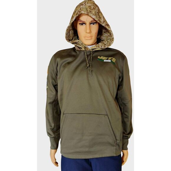 New York Jets Salute To Service Nike Therma Fit Hoodie Men Size Large Camo EUC - Picture 1 of 9